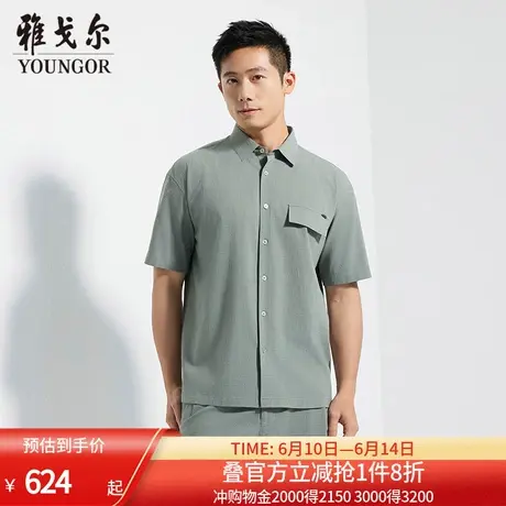 【商场同款】雅戈尔男士短袖衬衫夏季新款官方商务休闲短袖衬衫男商品大图