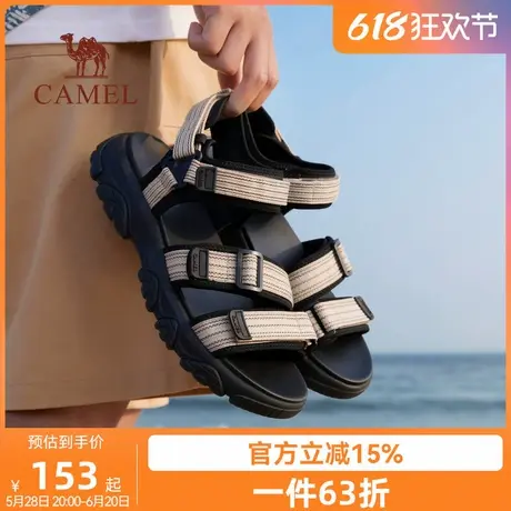 骆驼2025情侣男女同款夏季魔术贴运动凉鞋舒适透气防滑沙滩凉鞋商品大图