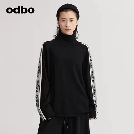 odbo/欧迪比欧原创设计logo高领针织衫卫衣女秋冬款时尚百搭毛衣商品大图