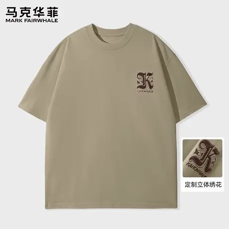 马克华菲2025新款夏季刺绣短袖t恤男宽松情侣潮牌上衣男士五分袖图片