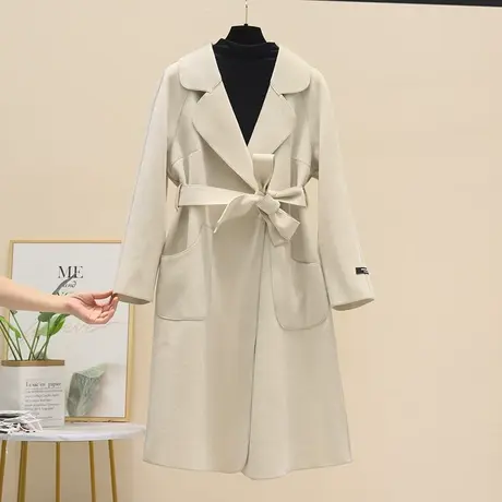 2023年新款西装领毛呢外套女秋冬季气质减龄中长款双面仿羊绒大衣图片