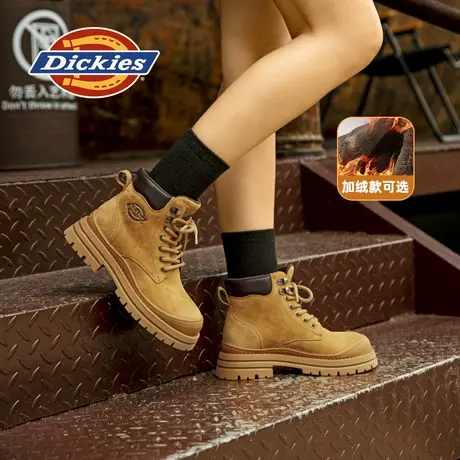 Dickies马丁靴女冬季新款加绒厚底增高短靴女登山鞋户外大黄靴男商品大图