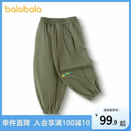 巴拉巴拉2025新款春季男童长裤男童束脚绿色户外小童炸街儿童裤子商品大图