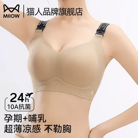 猫人哺乳内衣女薄款夏季凉感孕妇孕妈产后喂奶专用舒适透气文胸罩商品大图