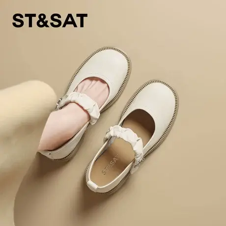 星期六法式真皮玛丽珍鞋女2025秋季新款厚底浅口单鞋羊皮小皮鞋子图片