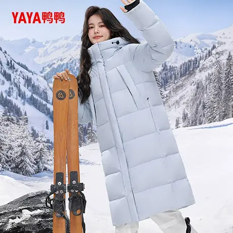 鸭鸭滑雪羽绒服女2024年冬新品中长款时尚加厚连帽保暖休闲外套Z商品大图