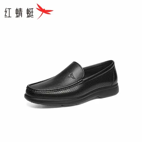 红蜻蜓男士皮鞋2025夏季新款一脚蹬男鞋乐福豆豆鞋真皮透气爸爸鞋商品大图