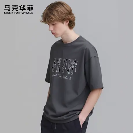 马克华菲 deer 美式迷彩字母短袖t恤男女款夏季休闲宽松百搭上衣商品大图