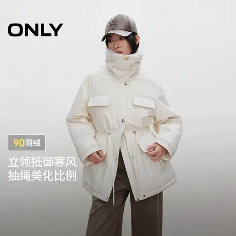 ONLY2025冬季新款90白鸭绒工装风防风立领收腰设计宽松羽绒服女图片