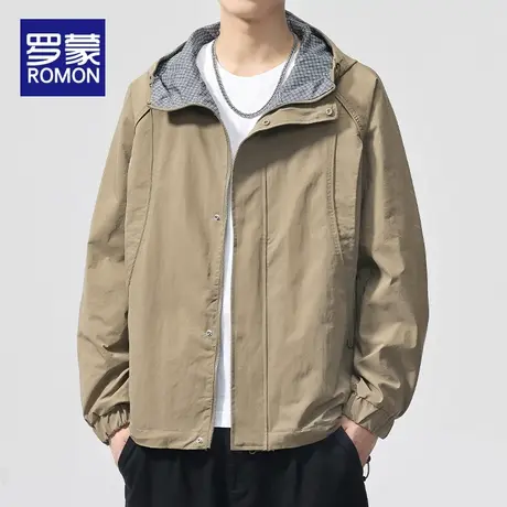 罗蒙户外登山服外套男生2025新款连帽休闲夹克春秋款运动百搭上衣图片