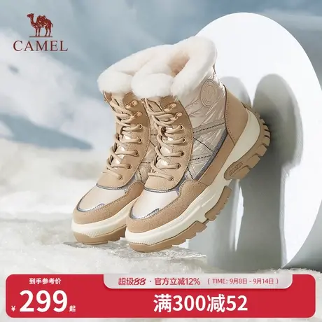 骆驼雪地靴火岩女鞋2025冬季新款加绒加厚棉鞋女靴子骆驼马丁靴商品大图