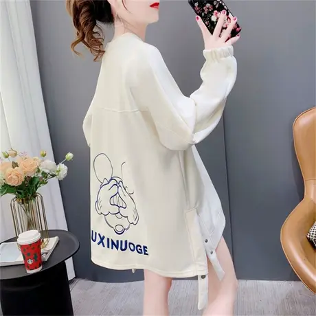 设计感圆领卫衣女薄款2023年新款春季宽松慵懒风洋气减龄百搭上衣商品大图