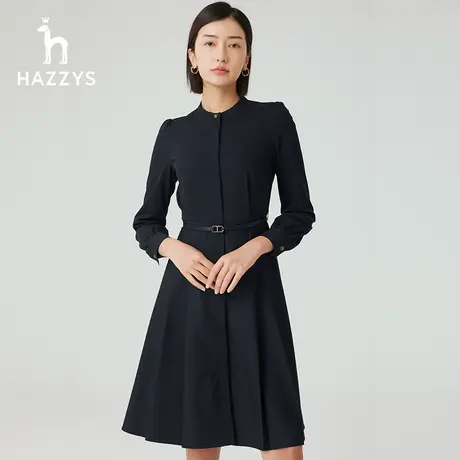 【商场同款】Hazzys哈吉斯立领连衣裙女秋季新款时尚休闲长袖裙子图片