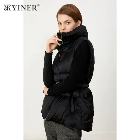 YINER音儿女装2021冬季新款短款无袖立领羽绒服马夹商品大图