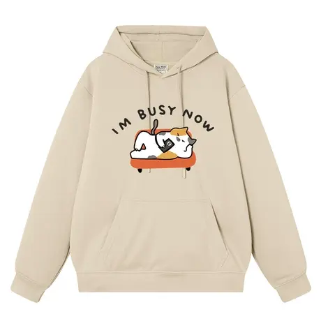 秀洛三花猫正在忙打底衫秋冬新款连帽男女复古美式卫衣外衣外套图片