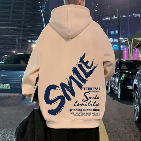 纯棉秋冬季潮牌连帽卫衣男美式复古oversize落肩宽松套头情侣外套商品大图