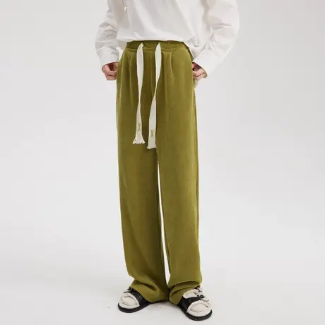 尔给宽松休闲显瘦针织阔腿裤秋冬女2022年新款高腰直筒拖地裤垂感图片