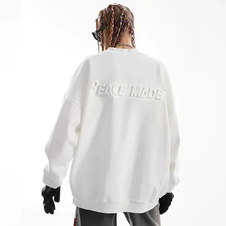 春季欧美国潮oversize简约vibe字母卫衣男潮圆领高街潮牌大码加绒商品大图