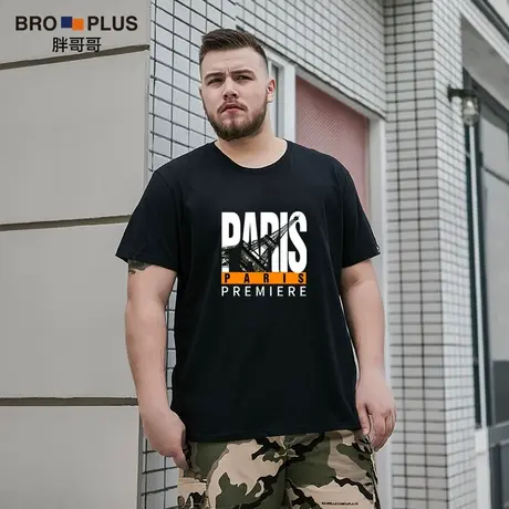 胖哥哥大码男装短袖T恤宽松加肥加大半袖肥仔圆领体恤胖子冰丝t恤图片