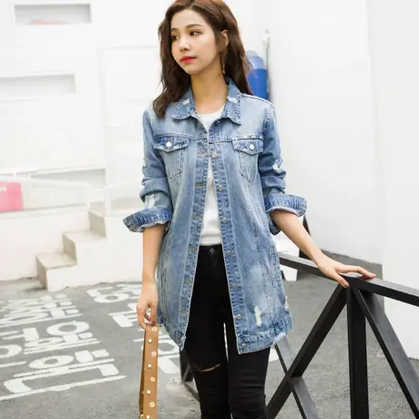 牛仔外套女中长款宽松韩版新款显瘦学生长袖春秋牛仔服上衣9667图片