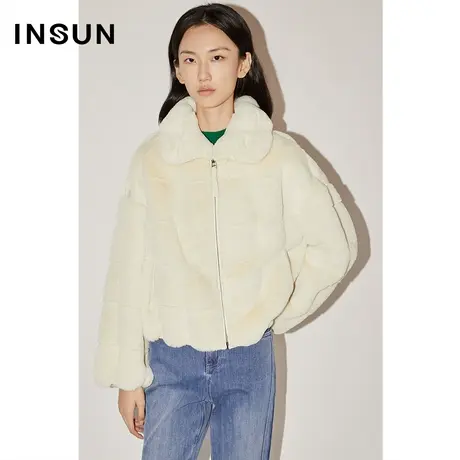 COVER冬季手工剪花工艺保仿真皮草短外套商品大图