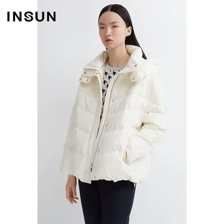 INSUN恩裳春季羊毛H型白鹅绒羽绒服商品大图