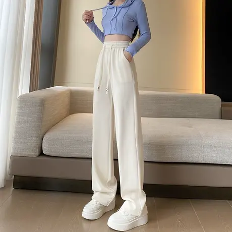 窄版阔腿裤女2024秋季新款小个子宽松显瘦直筒裤高腰垂感拖地长裤图片