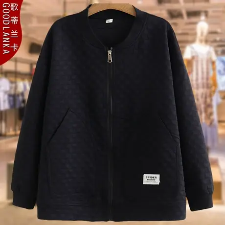 加肥加大码女加厚开衫立领卫衣2022秋冬新款中年妈妈洋气夹棉外套商品大图