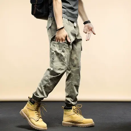 2022春夏新款美式复古军旅户外男士迷彩裤束脚裤多口袋工装裤男商品大图