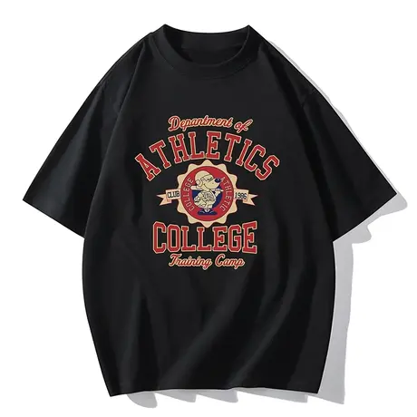 夏季青少年字母卡通印花t恤男生学生短袖体恤男士圆领纯棉上衣服商品大图