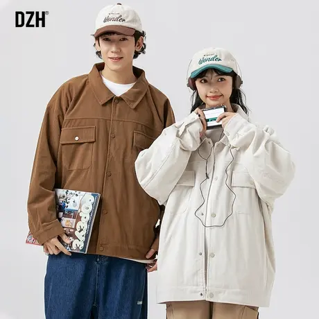 情侣工装夹克男士灯芯绒秋季开衫外套男款2024新款翻领上衣秋装男图片