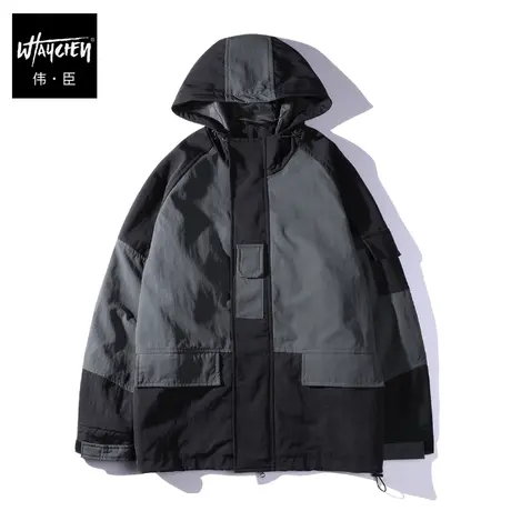 伟臣潮牌大码男装春秋装夹克外套胖子加肥加大工装运动肥佬上衣男商品大图