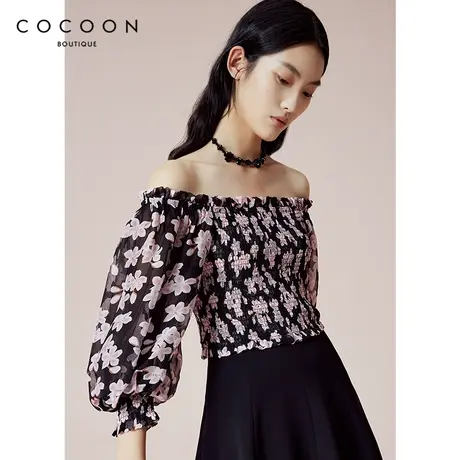 COCOON商场同款气质上衣2023春装新款女装法式小众温柔风雪纺衫女商品大图