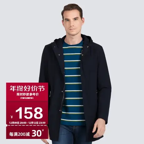 浪登风衣男中长款商务男士中长款帅气外套中青年休闲大衣夹克连帽图片