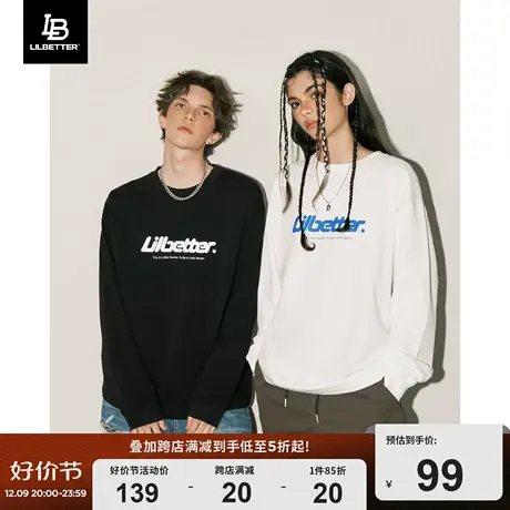 Lilbetter男士长袖T恤落肩袖衣服圆领上衣宽松潮牌体恤美式情侣装商品大图
