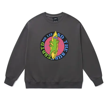 青少年秋冬圆领卫衣美式趣味撞色冲浪壁虎国潮街头嘻哈大码上衣棉商品大图