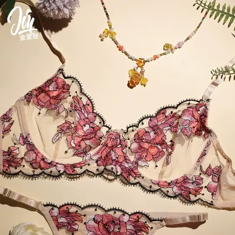 【绯红低语】意式美学聚拢性感文胸女士超薄杯女士礼物内衣商品大图