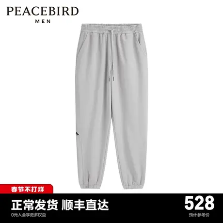 【商场同款】太平鸟男装 潮流休闲抽绳灰色运动长裤卫裤B1GME1336商品大图