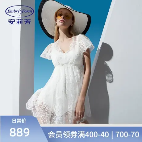安莉芳性感蕾丝连体游泳衣女士修身遮肚罩衫泳装两件套ES00128商品大图