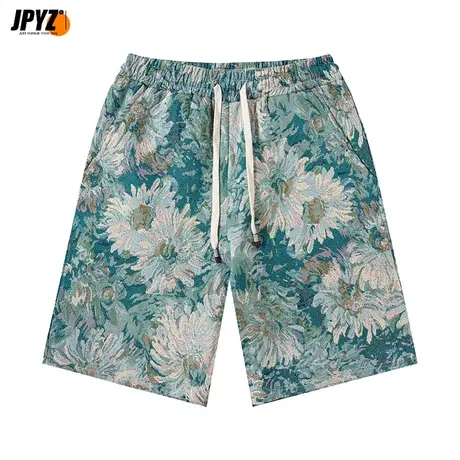 轻奢刺绣短裤男夏季薄款透气速干修身休闲运动直筒潮流五分短裤子商品大图