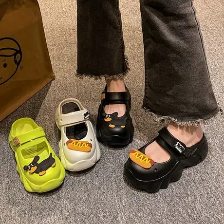 厚底洞洞鞋女款2024新款夏季可爱防滑防臭云朵凉鞋少女海边沙滩鞋图片