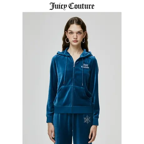 Juicy Couture橘滋外套女美式春季新款天鹅绒外套运动连帽夹克女图片