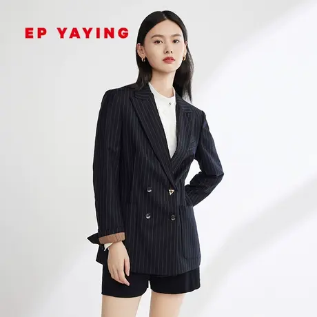 EP YAYING雅莹女装 美利奴羊毛双排扣西装外套 2023秋冬新款1108A商品大图