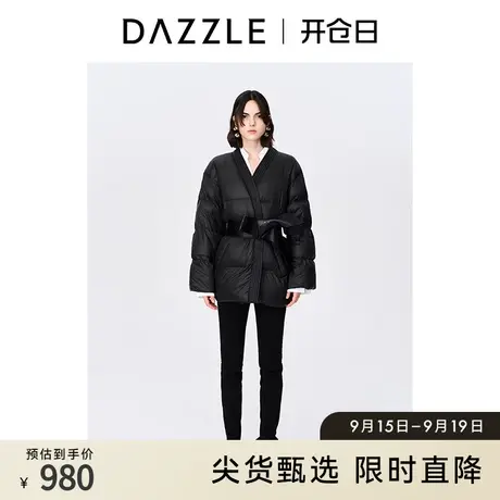 刘雯同款DA奥莱ZZLE地素秋黑色紧身显瘦喇叭开叉裤长裤女商品大图