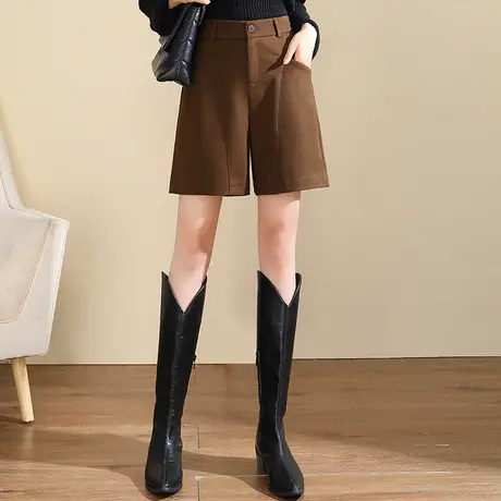 时尚短裤阔腿裤女春季2023新款高腰宽松显瘦直筒五分裤百搭休闲裤商品大图