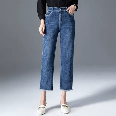 高腰直筒牛仔裤女2023年新款裤子女显瘦烟管裤春秋女裤休闲九分裤图片