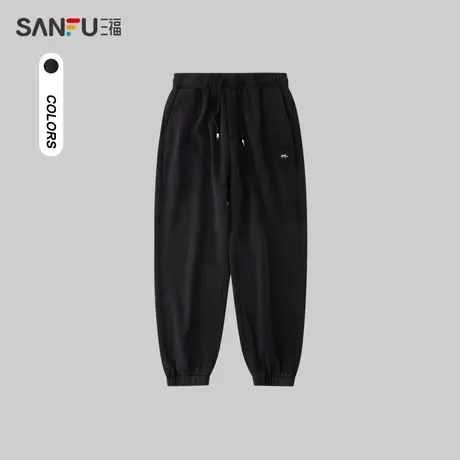 三福2023冬男士潮流贴布绣重磅卫裤 宽松橡筋腰九分裤男476195图片