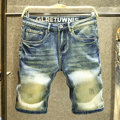 欧美高街复古水洗牛仔短裤男街头时尚潮男五分裤夏季休闲5分中裤商品大图