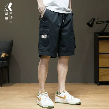 潮牌工装短裤男宽松大码夏季薄款夏装男士中裤休闲五分裤子夏男款商品大图