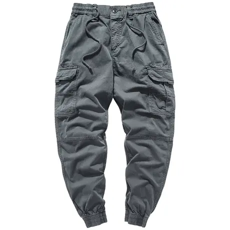 VIP水洗复古工装裤男宽松抽绳运动多口袋束脚裤百搭小脚休闲裤子商品大图